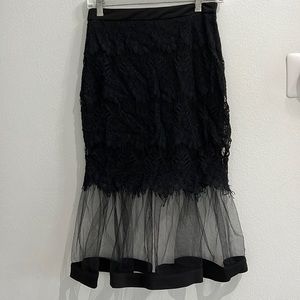 Lace black long women skirt